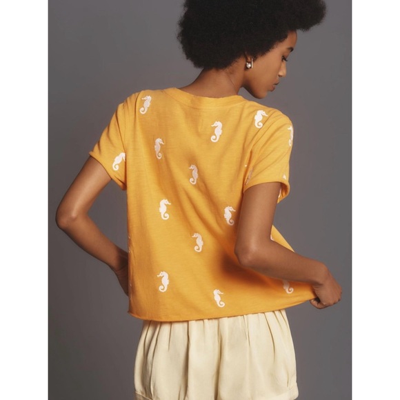📌(Sold) NWT Anthropologie MAEVE The Caitlin Embroidered Sea Horse Orange
Tee - Picture 5 of 5